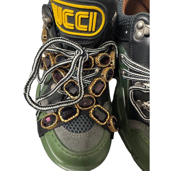 Gucci Women's Size 38 Flashtrek SEGA Green Removable Crystal For Only 1 Sneaker - Picture 9 of 12